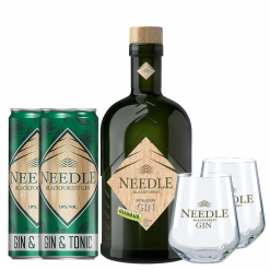 Needle Gin & Tonic Set – Classic Needle Gin, 2 Needle Gin & Tonic Dosen & 2 Needle Gläser